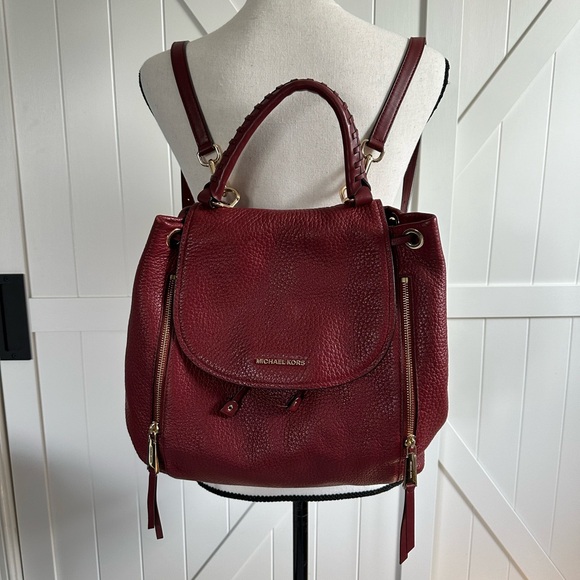 EUC Michael Kors Viv Large Leather Backpack - Purse Brandy Color - Picture 1 of 10